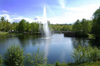 Der See im Kurpark in der Bärenstadt Grafenau im Bayerischen Wald