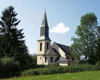 Blick auf die evangelische Kirche in Spiegelau