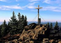 Gipfelkreuz am Großen Rachel im Nationalpark Bayerischer Wald
