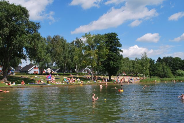 Scharmützelsee, Strand am Ferienpark in Wendisch Rietz