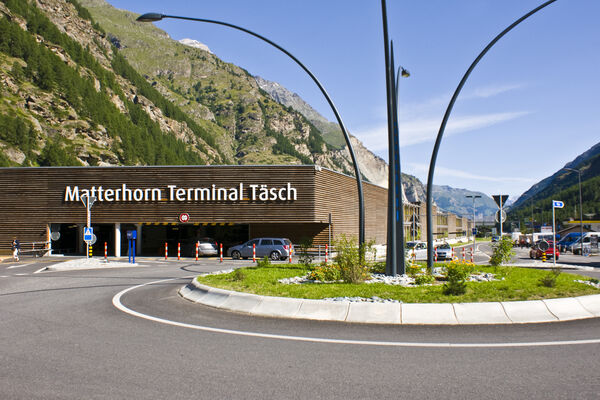 The Matterhorn Terminal in Täsch is the final stop for cars; traffic-free Zermatt is only another 12 minutes away.