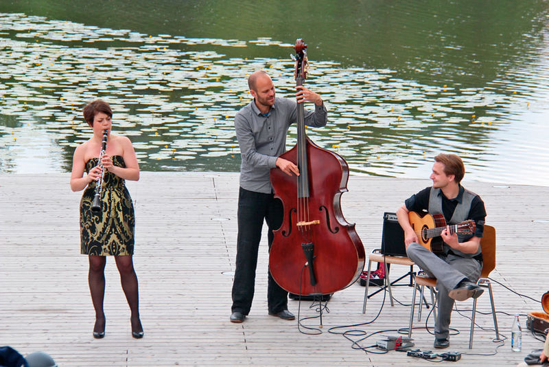 Musiker auf der Seebühne in Wiesenfelden.