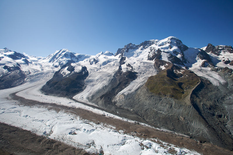 The Breithorn is one of the chain of 4,000-metre peaks that flanks the Gorner Glacier.