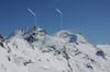 The Strahlhorn (centre) stands between the Rimpfischhorn and Adlerhorn.