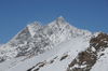 The giants: the Dom (left, twin-peaked) and Täschhorn are the highest mountains located entirely on Swiss territory.