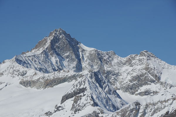 One of the finest rock climbs in the Zermatt region: the Zinalrothorn, seen here in winter.